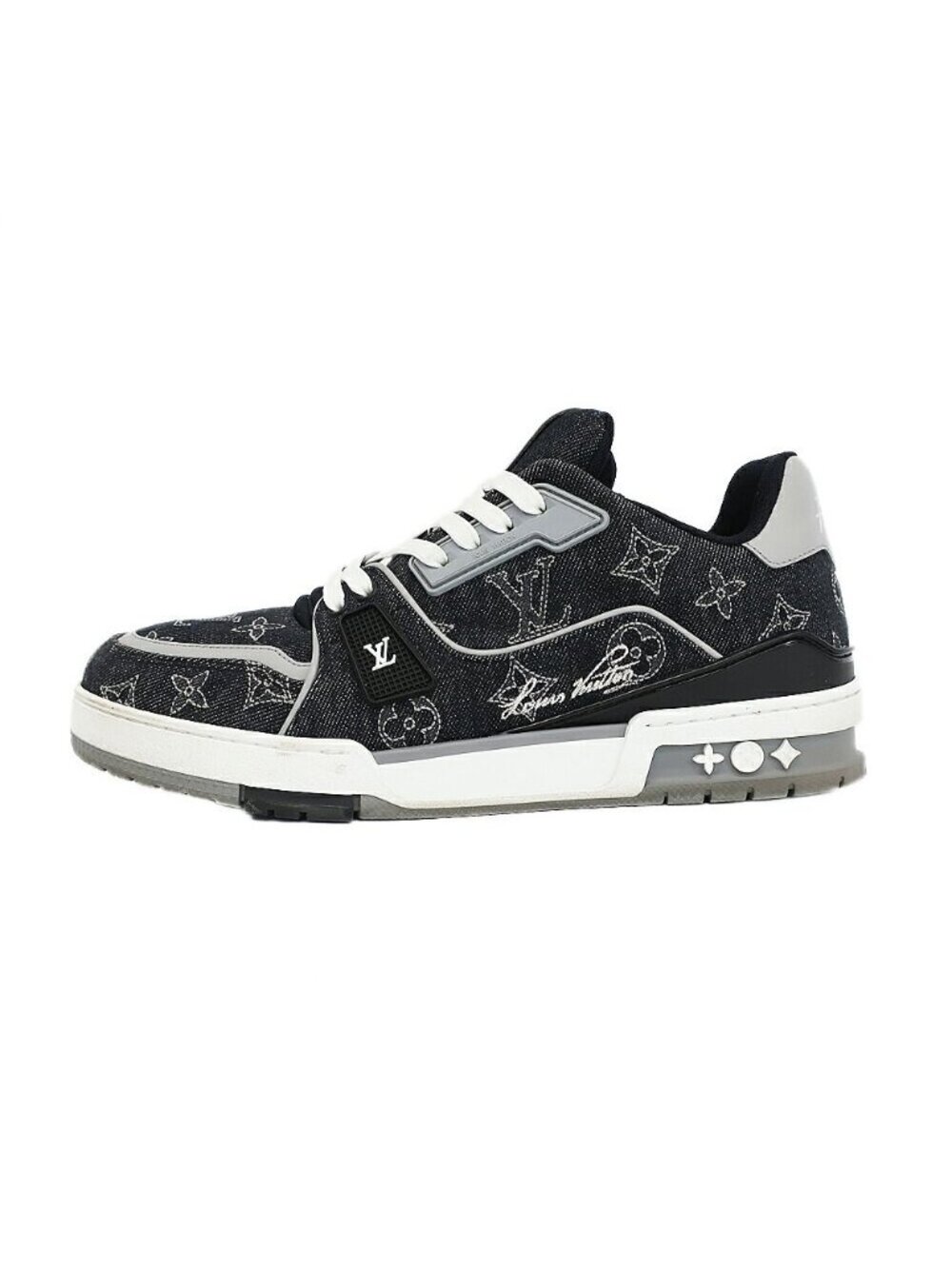Louis Vuitton LV Trainer Sneakers Monogram Denim 7.5 Shoes